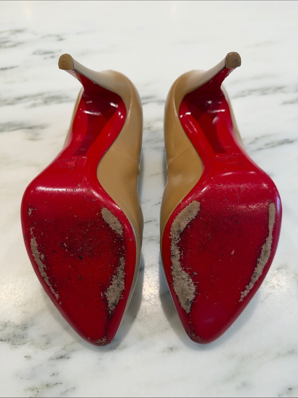 Christian Louboutin Nude Leather Almond Toe Pumps - Picture 2 of 5